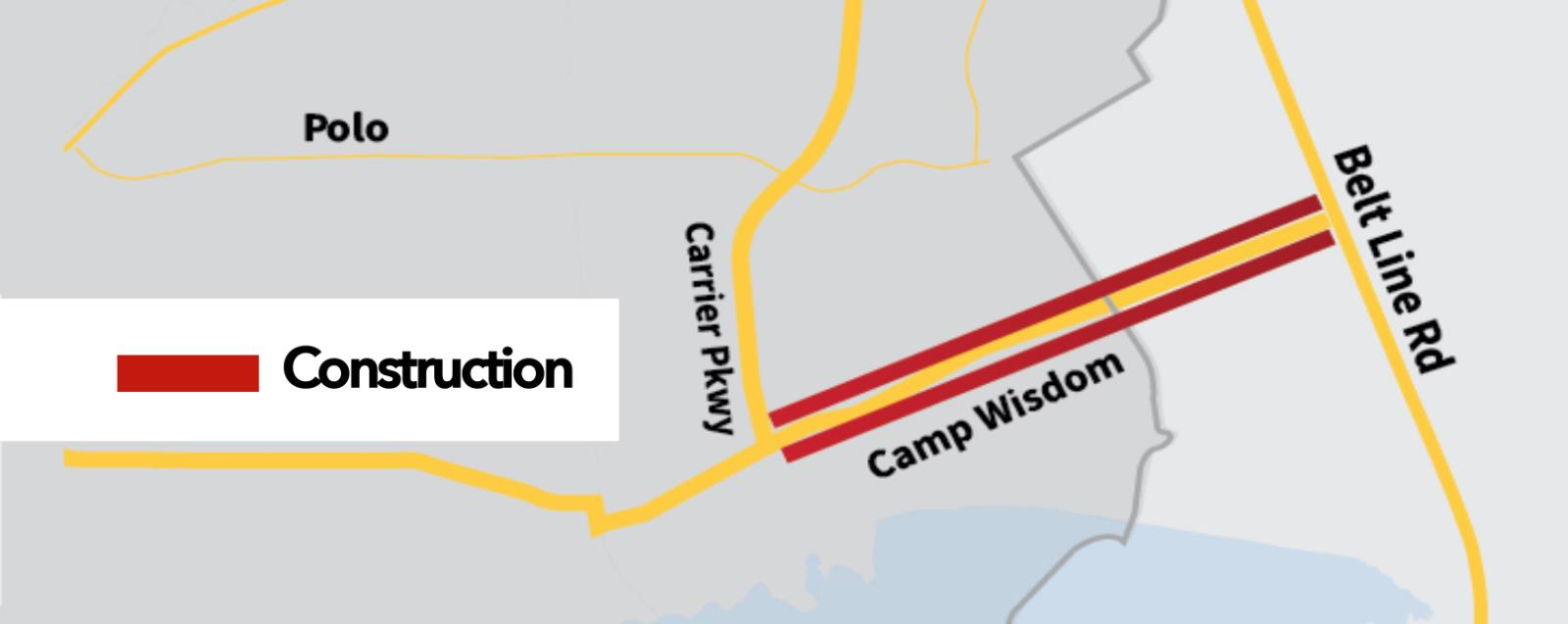 Map of Camp Wisdom Widening Project