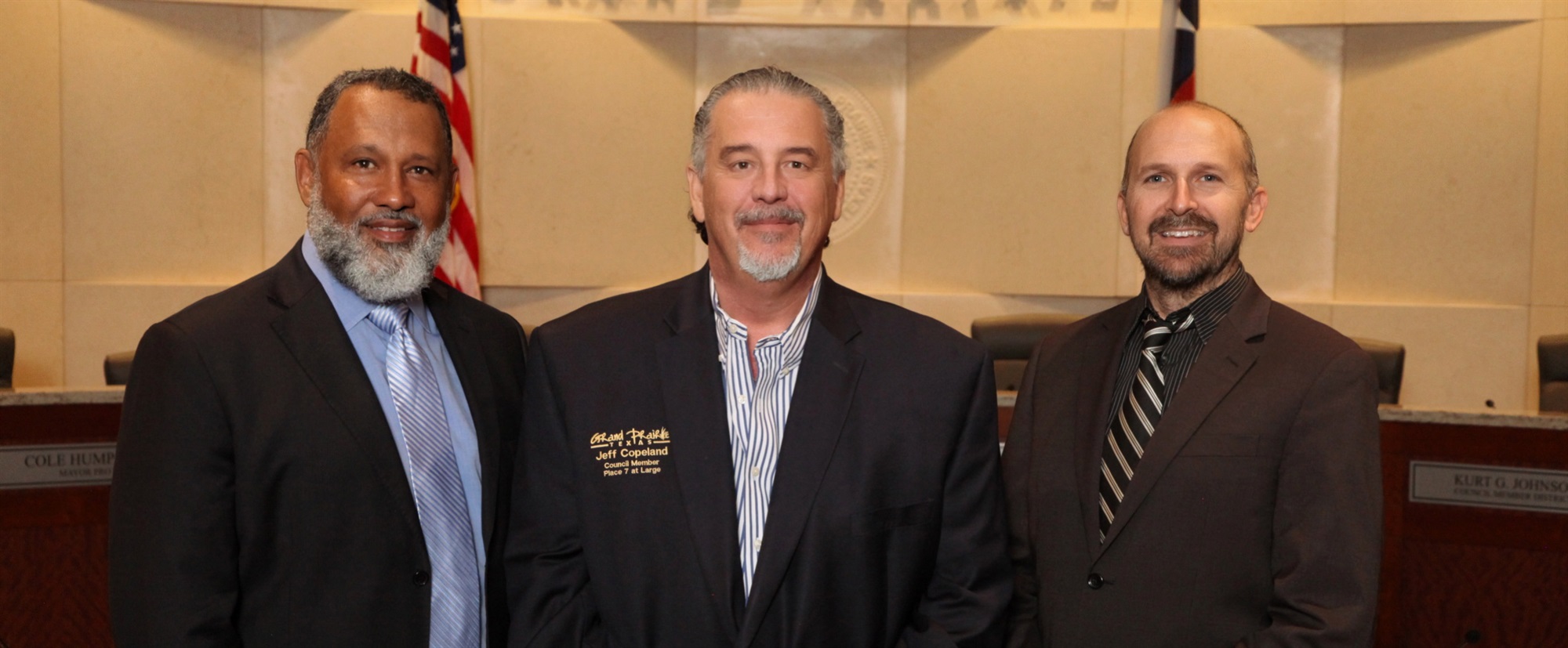 Council members Kurt Johnson, Jeff Copeland and Cole Humphreys posing for a picture