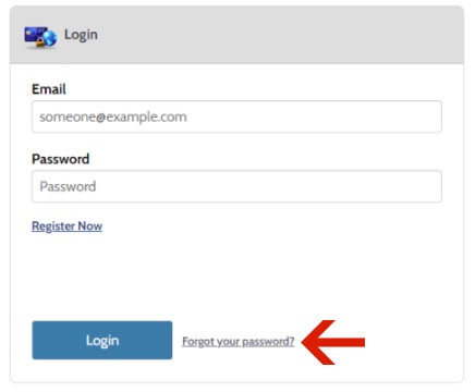 Screenshot of water bill payment login page with arrow pointing to 
