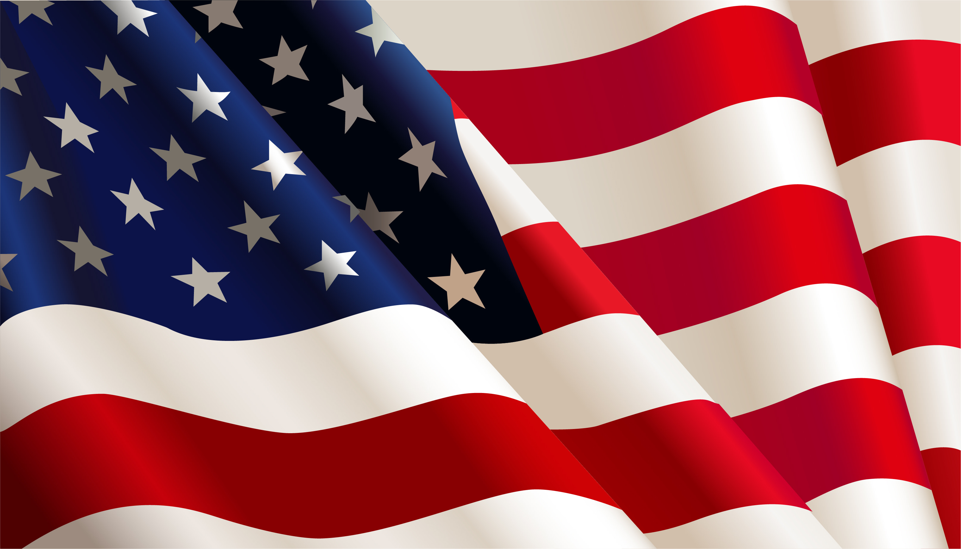 American flag blowing